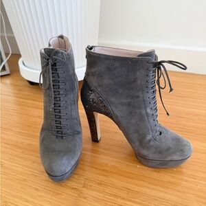 Miu Miu Charcoal Suede Heeled Boots